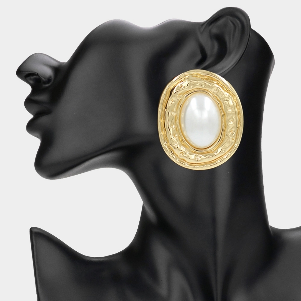 Gold Statement Pearl Earrings